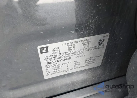 2016 Chevrolet Trax 1Ls z USA, uszkodzony, nr VIN 3GNCJNSB9GL246832